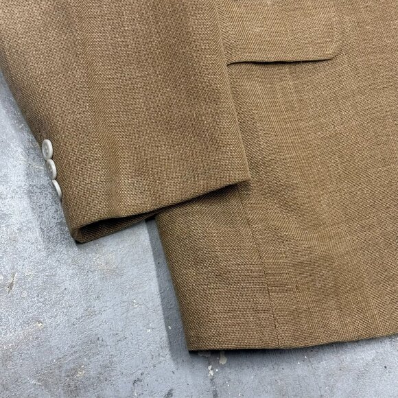 Coppley Blazer Wool Linen Silk Sport Coat Half Lined Hopsack Brown 44T - Picture 4 of 10
